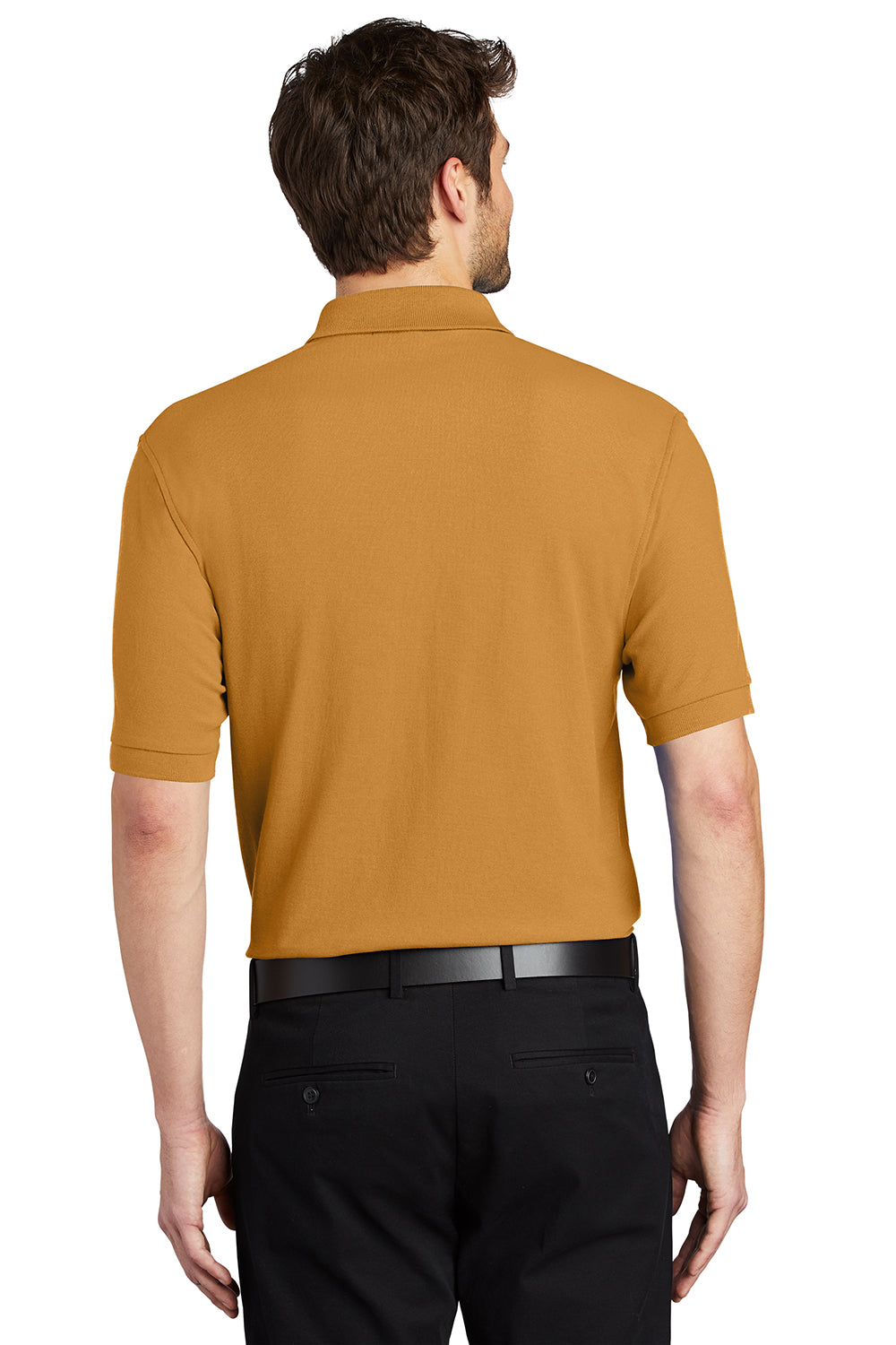 Port Authority K500/TLK500/K500ES Mens Silk Touch Wrinkle Resistant Short Sleeve Polo Shirt Gold Model Back
