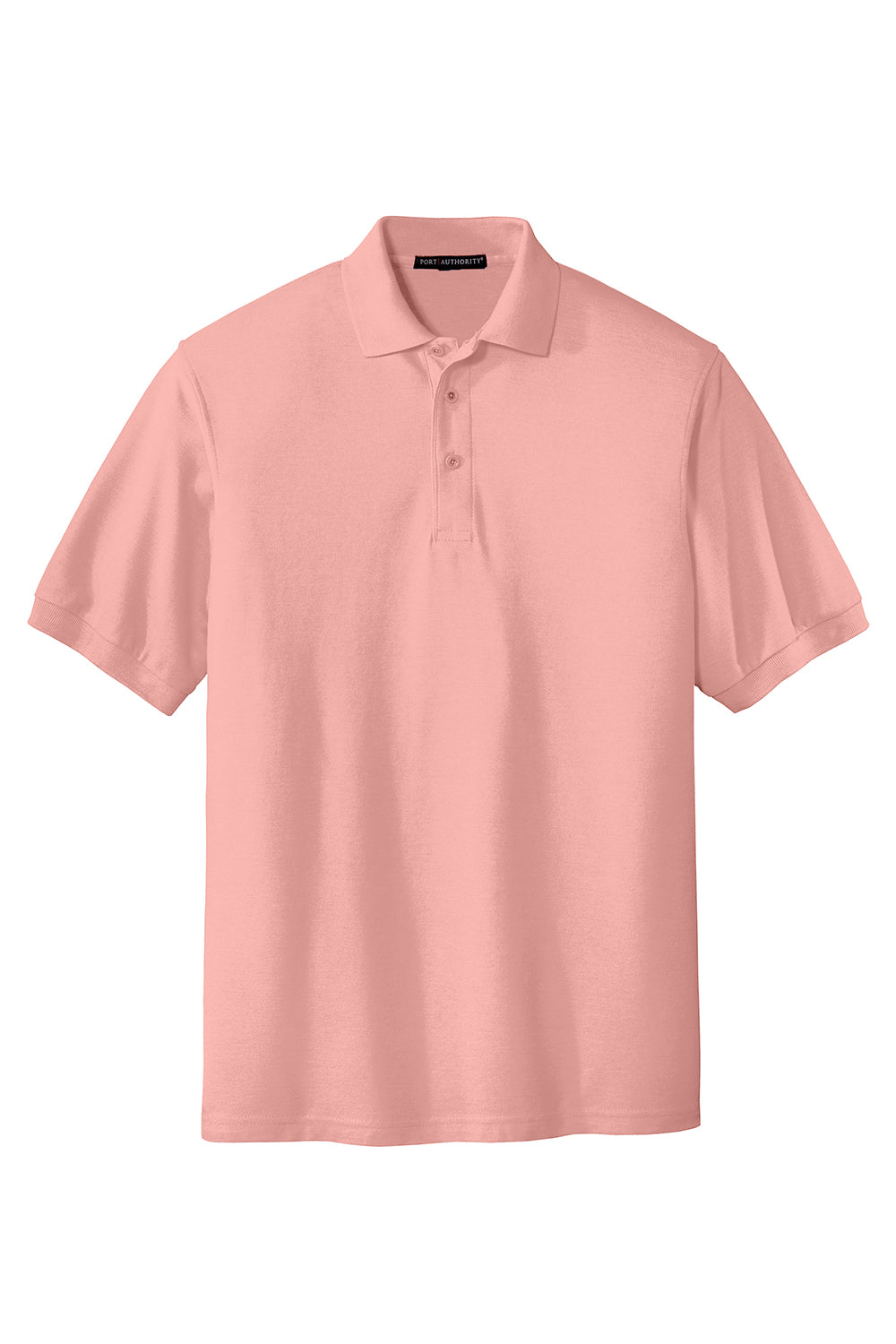 Port Authority K500/TLK500/K500ES Mens Silk Touch Wrinkle Resistant Short Sleeve Polo Shirt Light Pink Flat Front