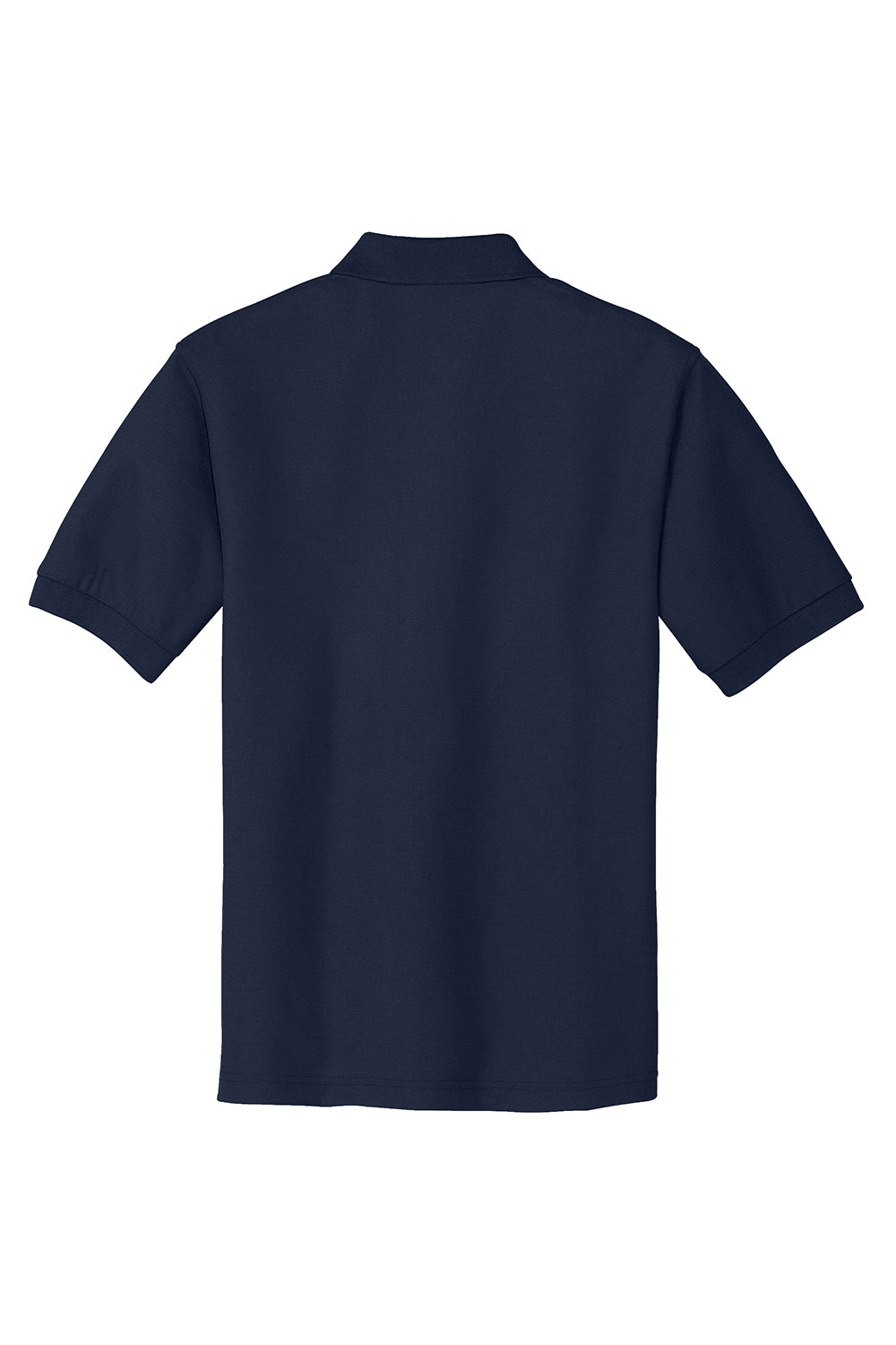 Port Authority K500/TLK500/K500ES Mens Silk Touch Wrinkle Resistant Short Sleeve Polo Shirt Navy Blue Flat Back