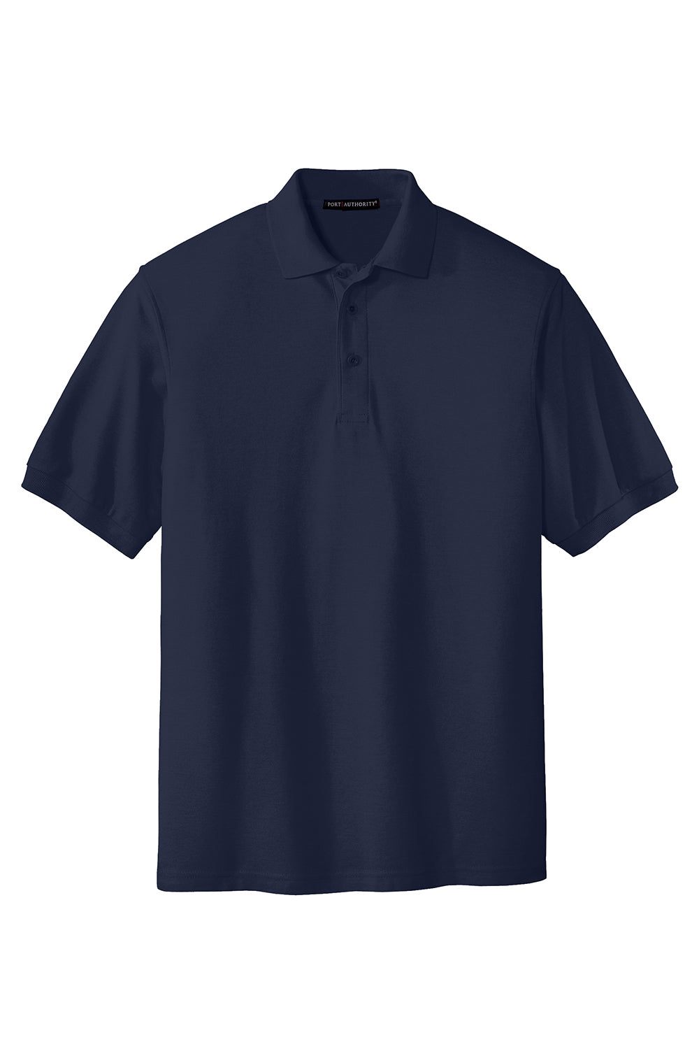 Port Authority K500/TLK500/K500ES Mens Silk Touch Wrinkle Resistant Short Sleeve Polo Shirt Navy Blue Flat Front