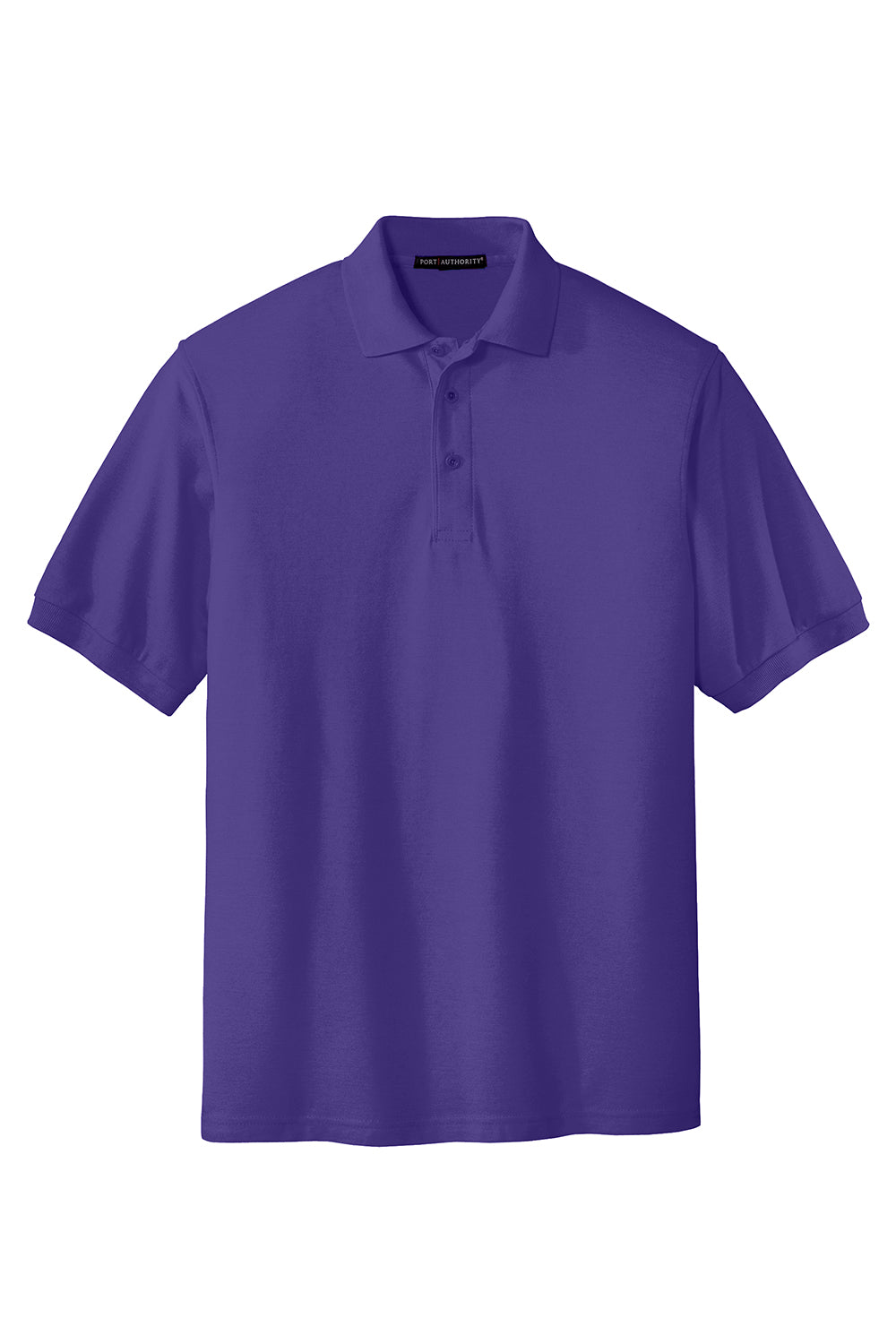 Port Authority K500/TLK500/K500ES Mens Silk Touch Wrinkle Resistant Short Sleeve Polo Shirt Purple Flat Front
