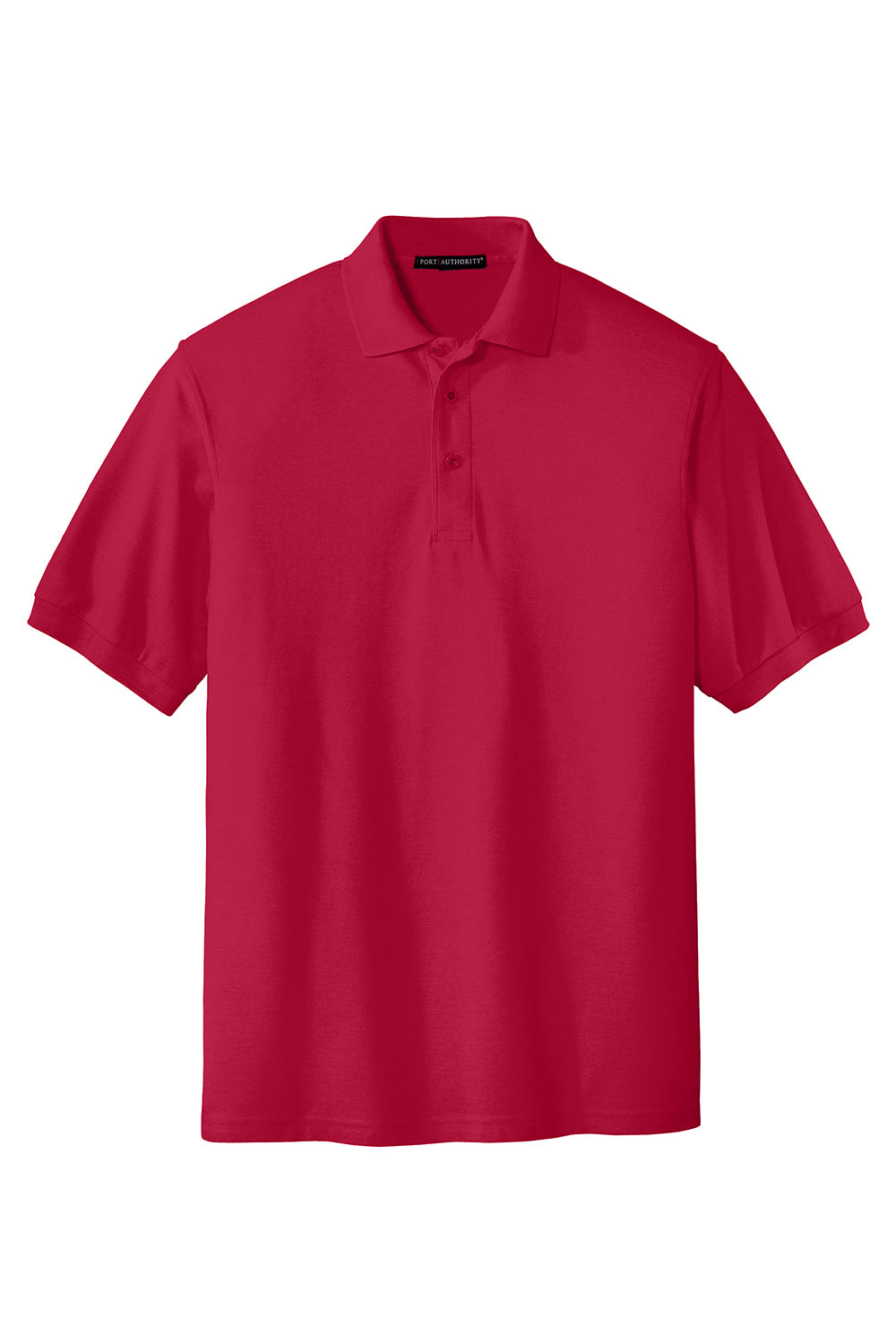 Port Authority K500/TLK500/K500ES Mens Silk Touch Wrinkle Resistant Short Sleeve Polo Shirt Red Flat Front