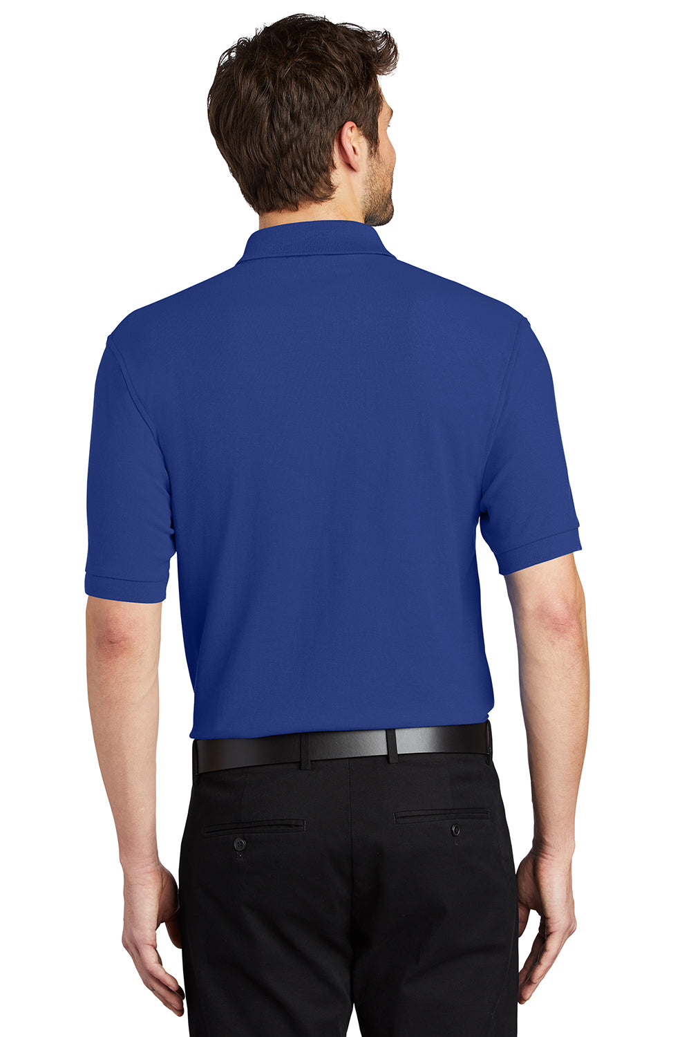 Port Authority K500/TLK500/K500ES Mens Silk Touch Wrinkle Resistant Short Sleeve Polo Shirt Royal Blue Model Back
