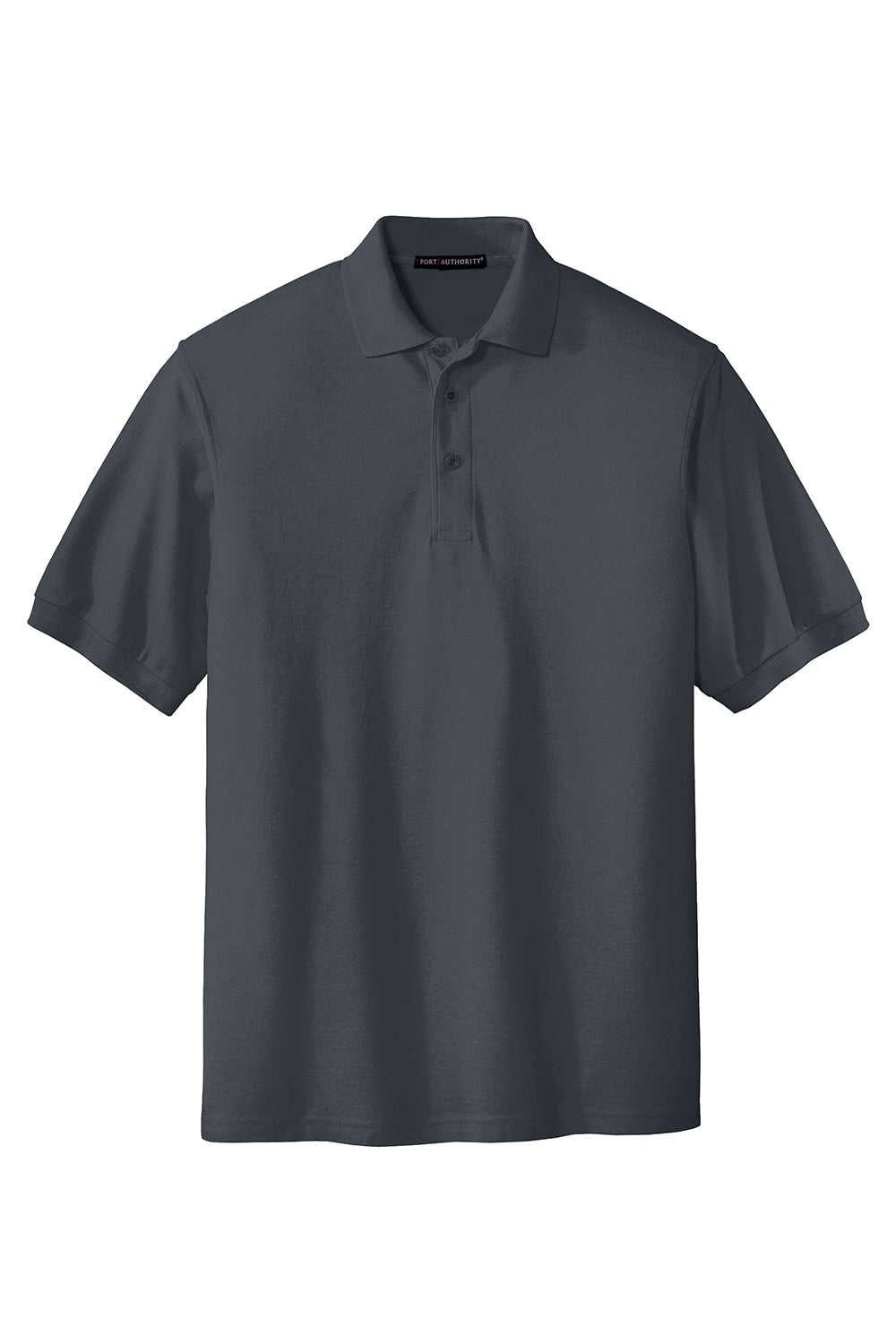 Port Authority K500/TLK500/K500ES Mens Silk Touch Wrinkle Resistant Short Sleeve Polo Shirt Steel Grey Flat Front