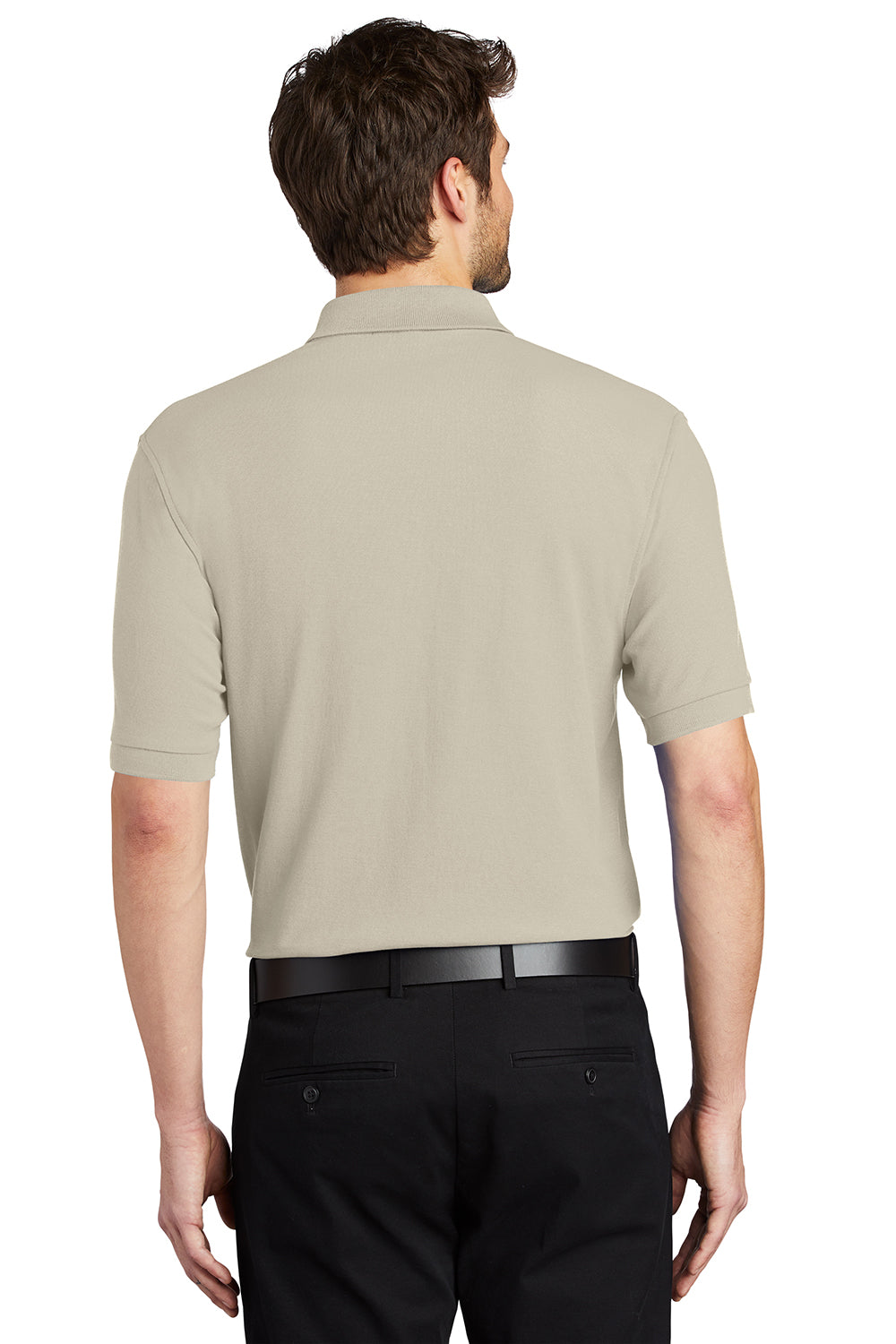 Port Authority K500/TLK500/K500ES Mens Silk Touch Wrinkle Resistant Short Sleeve Polo Shirt Stone Model Back