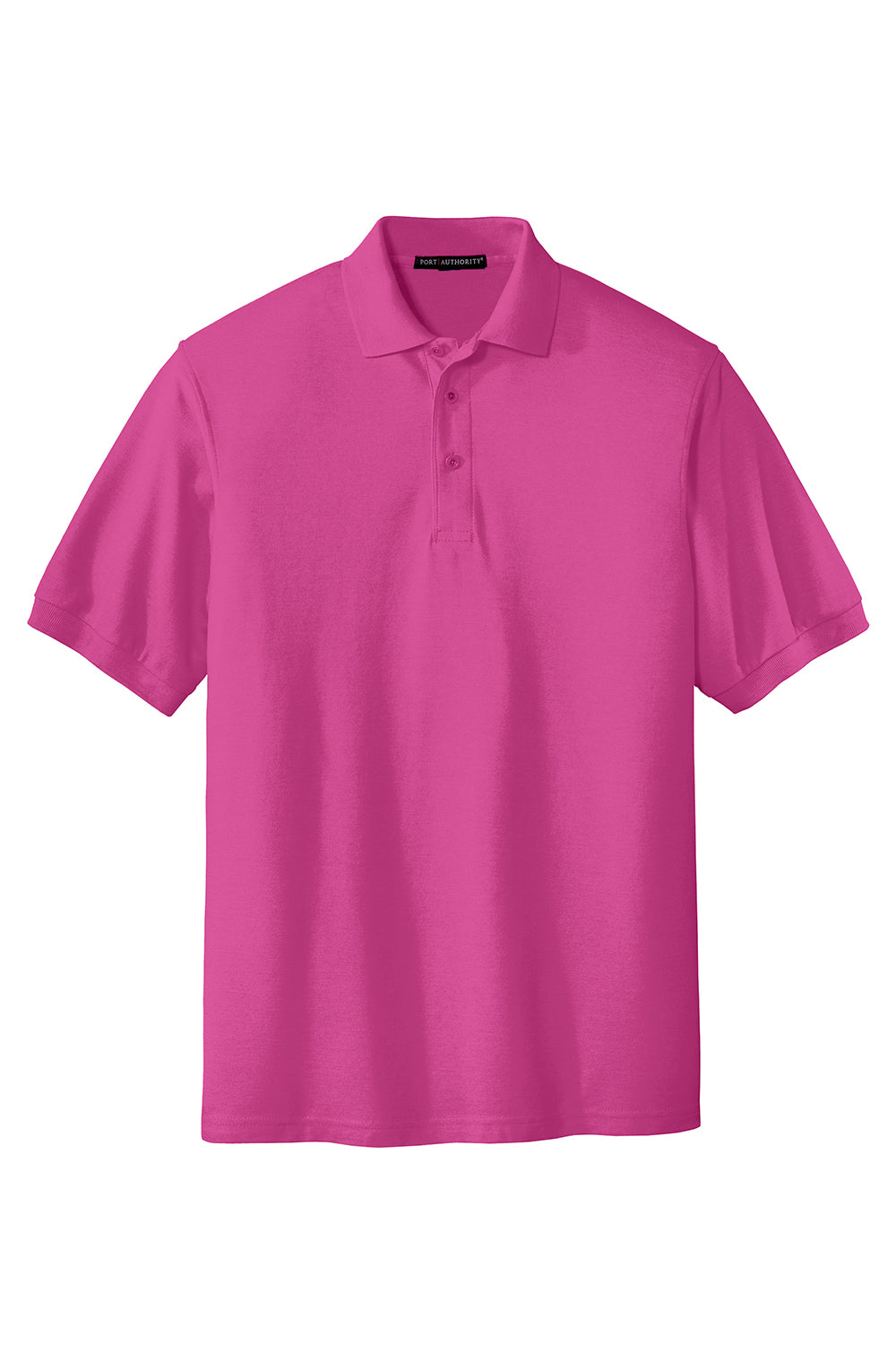 Port Authority K500/TLK500/K500ES Mens Silk Touch Wrinkle Resistant Short Sleeve Polo Shirt Tropical Pink Flat Front