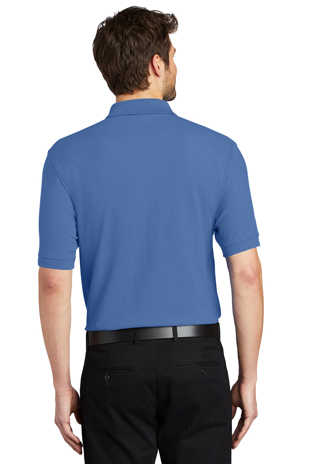 Port Authority K500/TLK500/K500ES Mens Silk Touch Wrinkle Resistant Short Sleeve Polo Shirt Ultramarine Blue Model Back