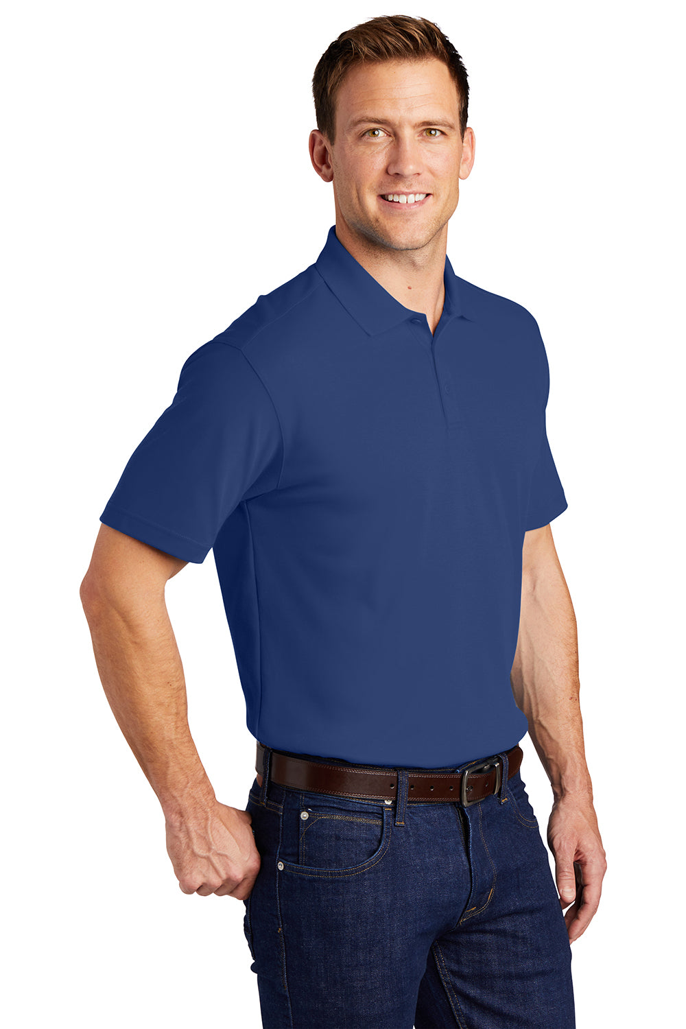 Port Authority K5200 Mens Silk Touch Performance Moisture Wicking Short Sleeve Polo Shirt Royal Blue Model 3q