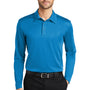 Port Authority Mens Silk Touch Performance Moisture Wicking Long Sleeve Polo Shirt - Brilliant Blue