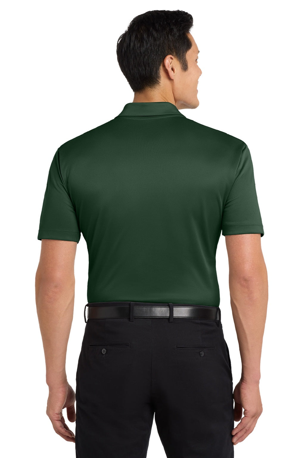 Port Authority K540/TLK540 Mens Silk Touch Performance Moisture Wicking Short Sleeve Polo Shirt Dark Green Model Back