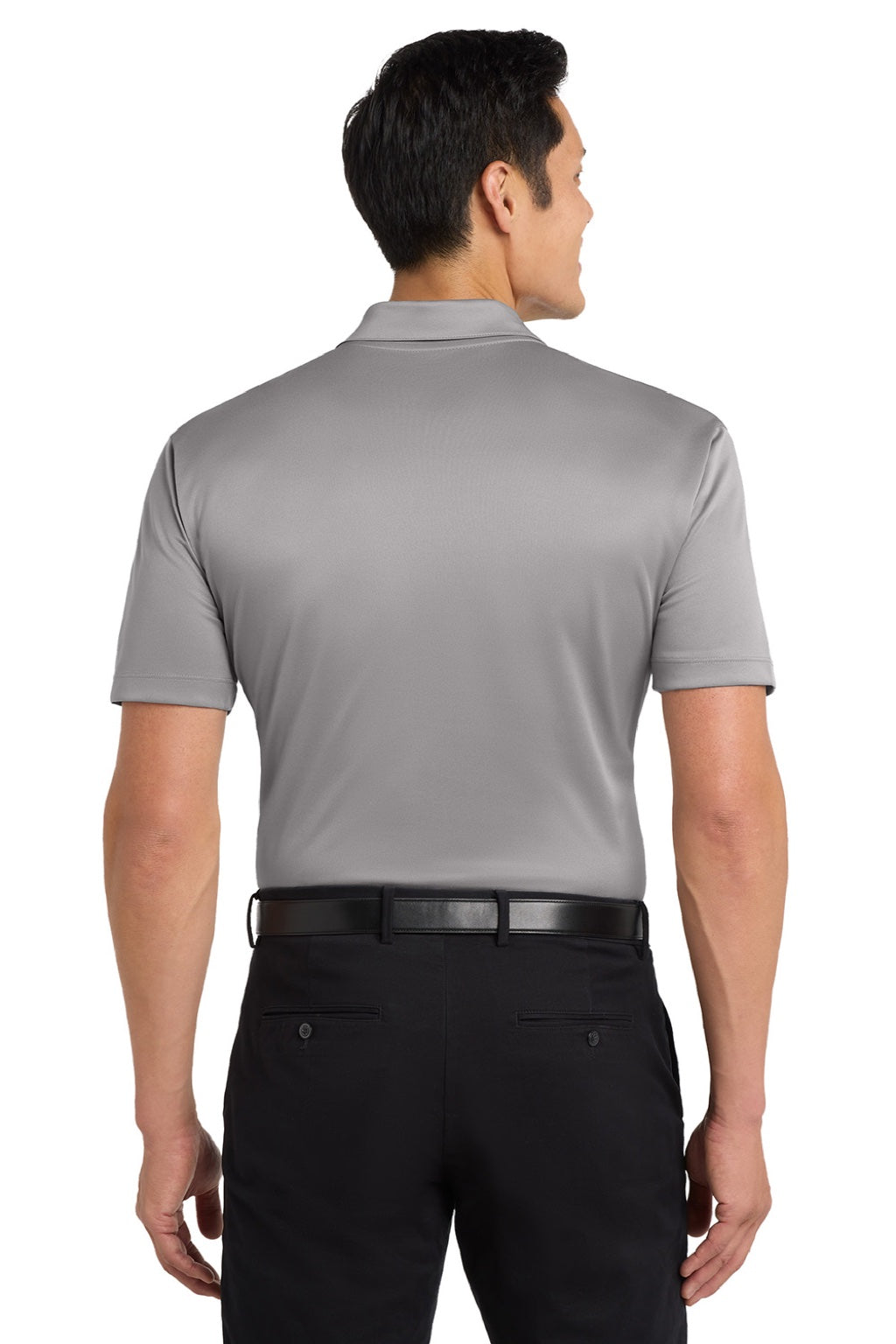 Port Authority K540/TLK540 Mens Silk Touch Performance Moisture Wicking Short Sleeve Polo Shirt Gusty Grey Model Back