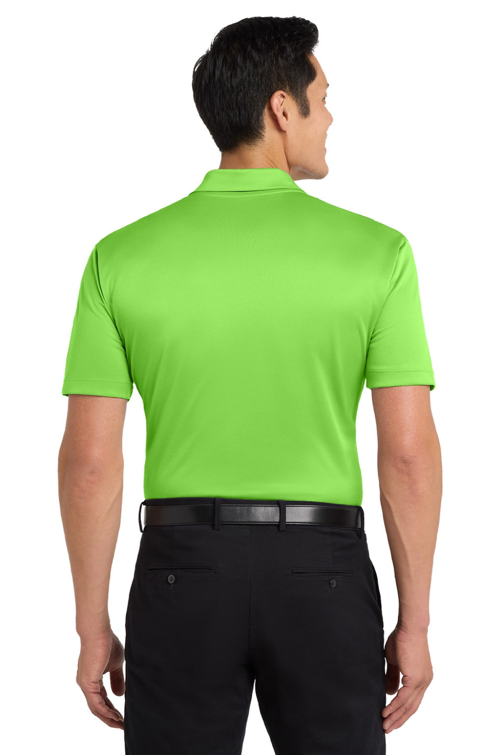 Port Authority K540/TLK540 Mens Silk Touch Performance Moisture Wicking Short Sleeve Polo Shirt Lime Green Model Back
