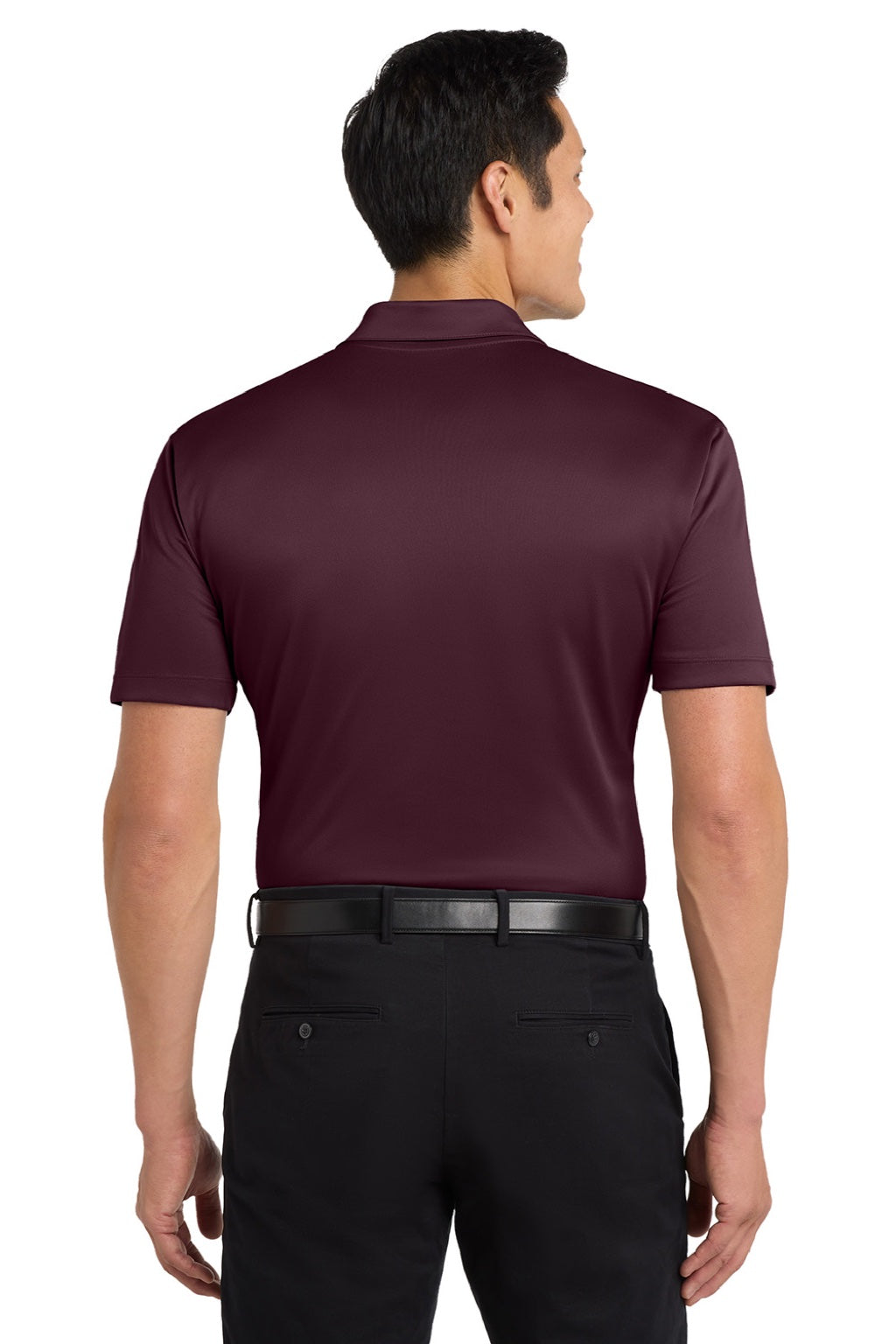Port Authority K540/TLK540 Mens Silk Touch Performance Moisture Wicking Short Sleeve Polo Shirt Maroon Model Back
