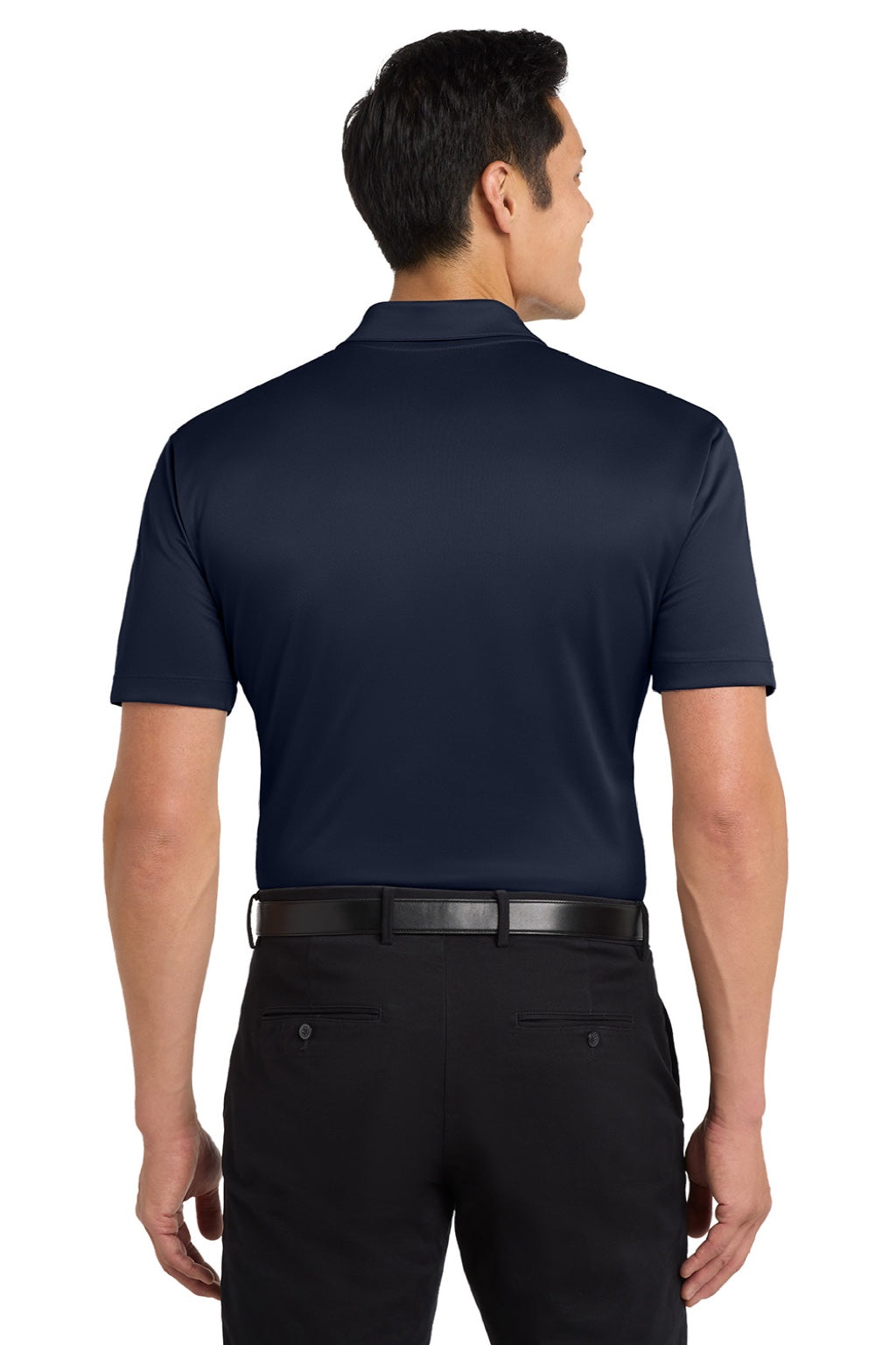 Port Authority K540/TLK540 Mens Silk Touch Performance Moisture Wicking Short Sleeve Polo Shirt Navy Blue Model Back