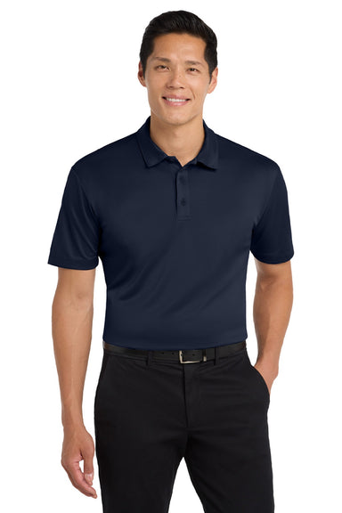 Port Authority K540/TLK540 Mens Silk Touch Performance Moisture Wicking Short Sleeve Polo Shirt Navy Blue Model Front