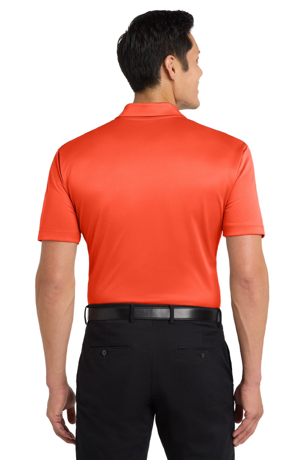 Port Authority K540/TLK540 Mens Silk Touch Performance Moisture Wicking Short Sleeve Polo Shirt Neon Orange Model Back