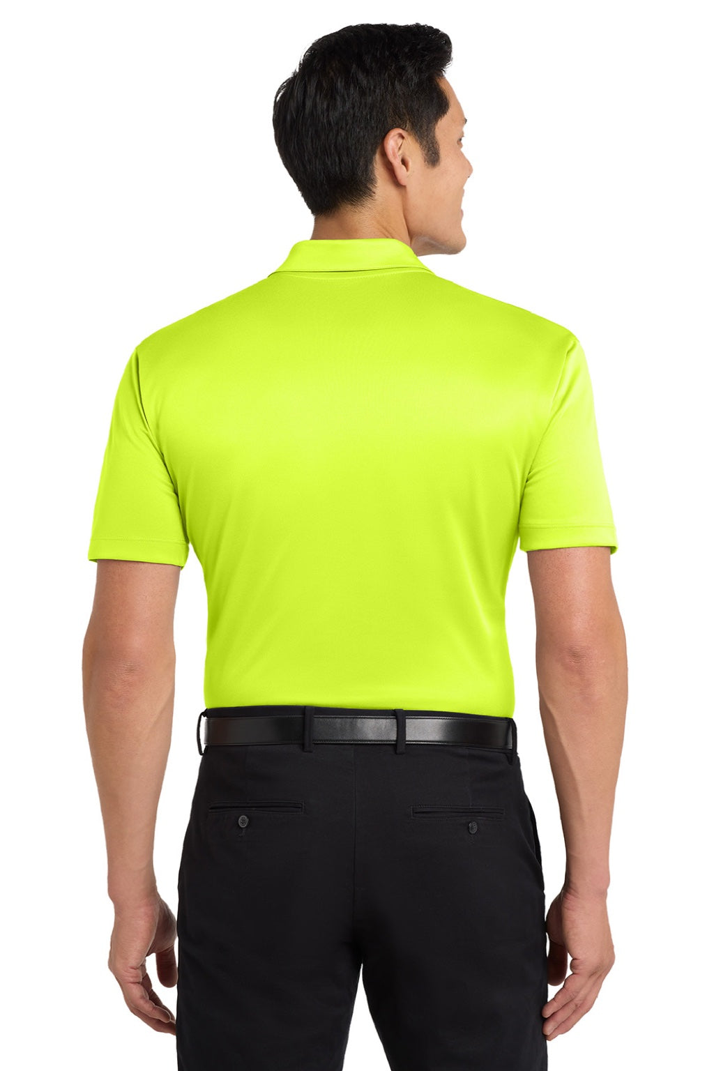 Port Authority K540/TLK540 Mens Silk Touch Performance Moisture Wicking Short Sleeve Polo Shirt Neon Yellow Model Back