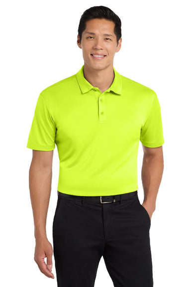 Port Authority K540/TLK540 Mens Silk Touch Performance Moisture Wicking Short Sleeve Polo Shirt Neon Yellow Model Front