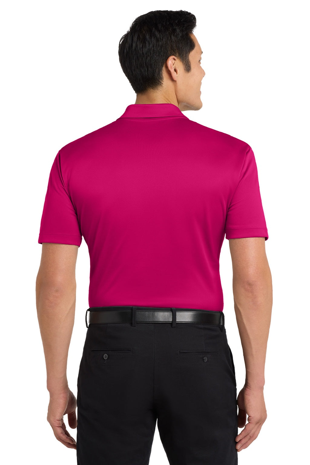 Port Authority K540/TLK540 Mens Silk Touch Performance Moisture Wicking Short Sleeve Polo Shirt Raspberry Pink Model Back