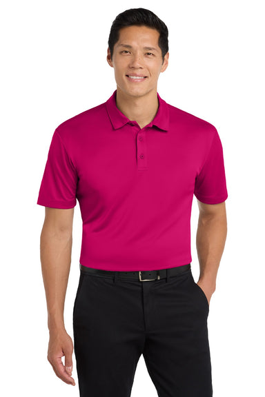 Port Authority K540/TLK540 Mens Silk Touch Performance Moisture Wicking Short Sleeve Polo Shirt Raspberry Pink Model Front