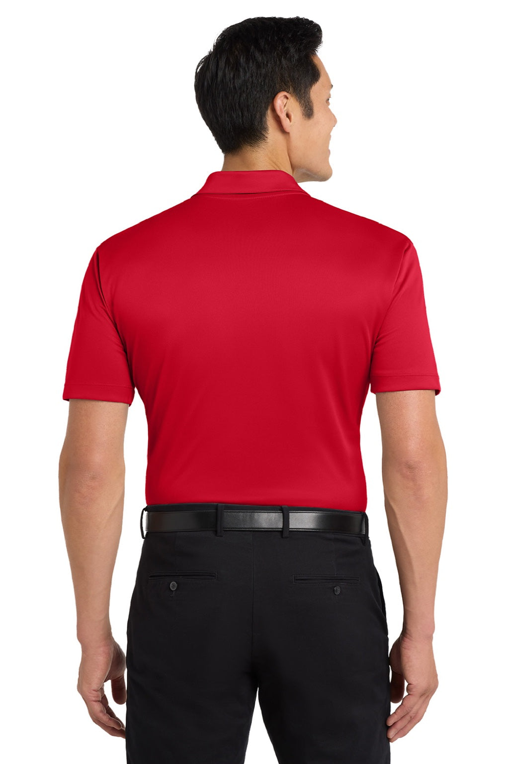 Port Authority K540/TLK540 Mens Silk Touch Performance Moisture Wicking Short Sleeve Polo Shirt Red Model Back