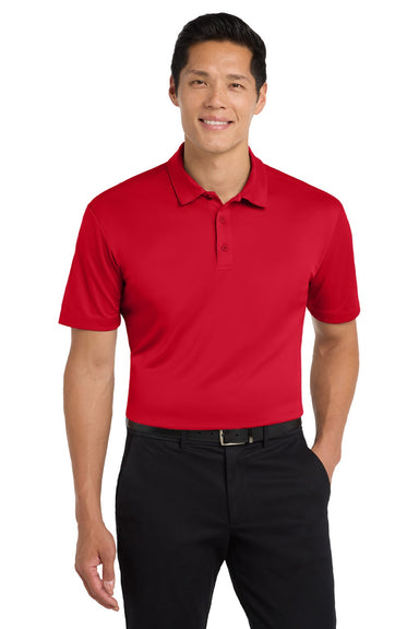 Port Authority K540/TLK540 Mens Silk Touch Performance Moisture Wicking Short Sleeve Polo Shirt Red Model Front