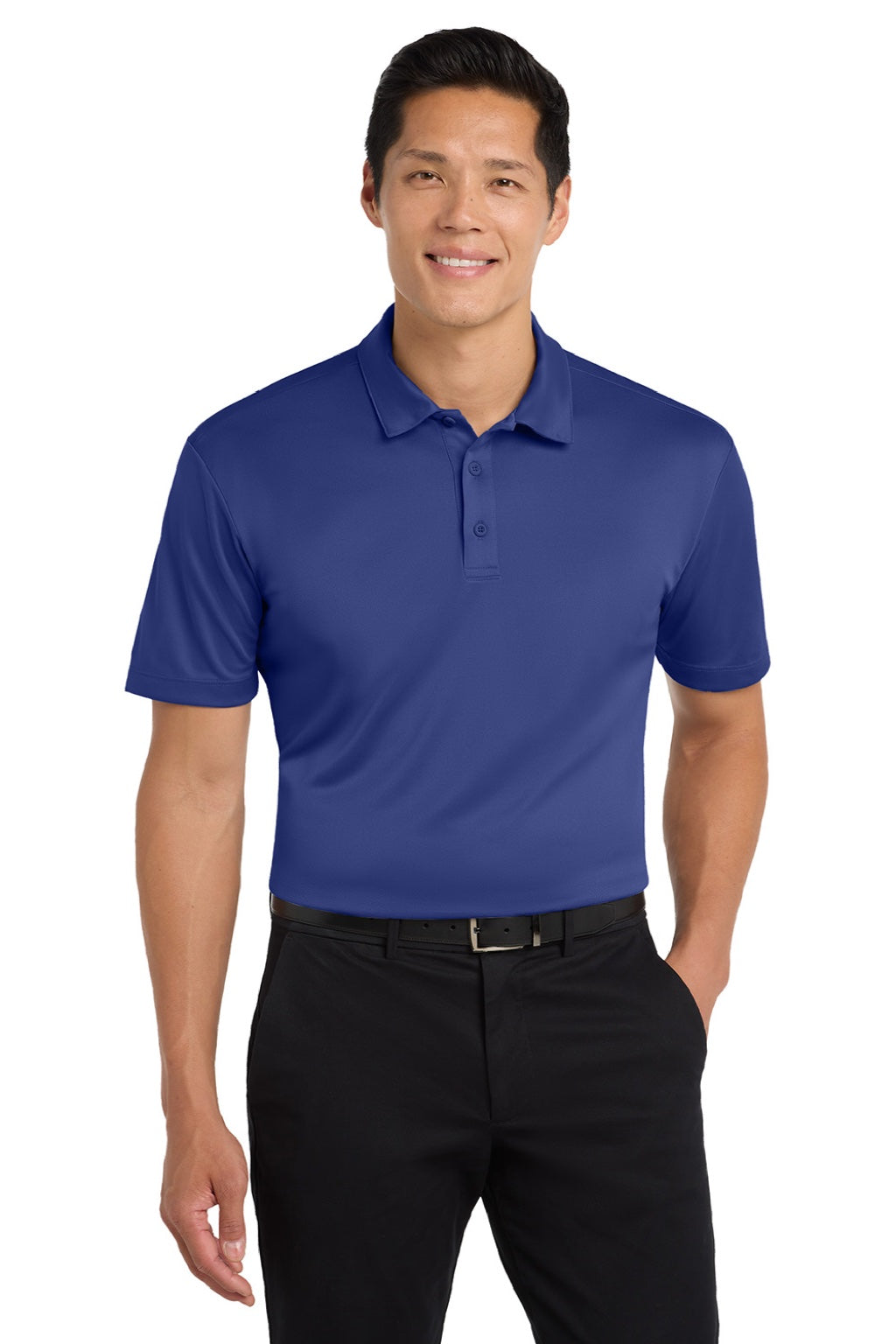 Port Authority K540/TLK540 Mens Silk Touch Performance Moisture Wicking Short Sleeve Polo Shirt Royal Blue Model Front