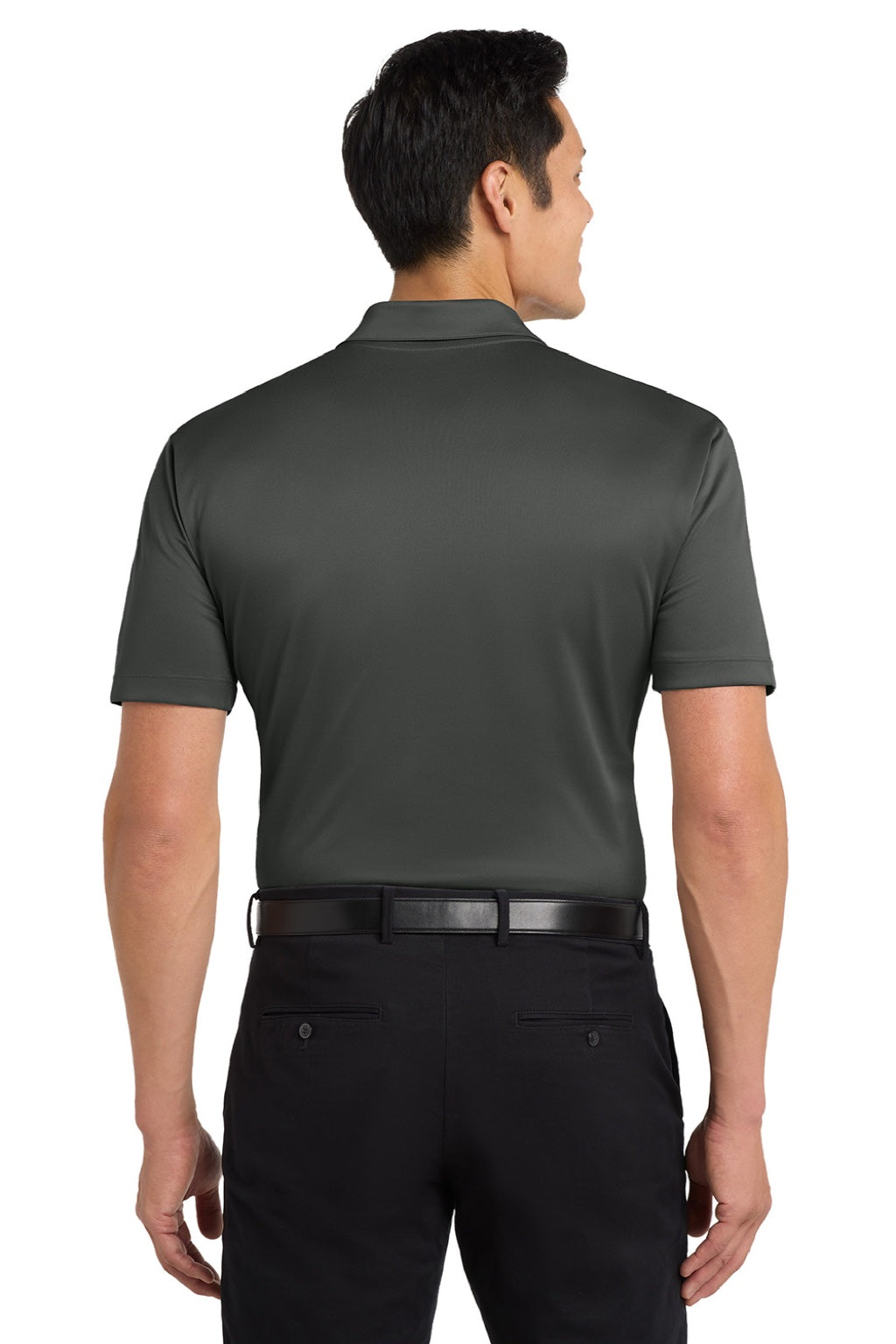 Port Authority K540/TLK540 Mens Silk Touch Performance Moisture Wicking Short Sleeve Polo Shirt Steel Grey Model Back