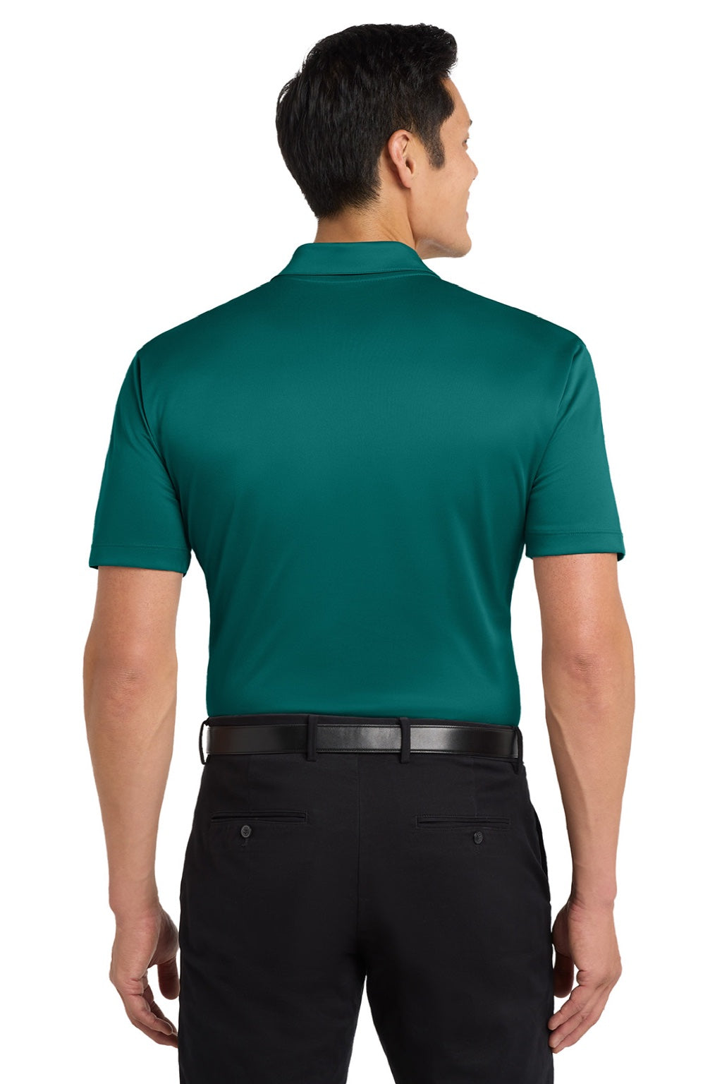 Port Authority K540/TLK540 Mens Silk Touch Performance Moisture Wicking Short Sleeve Polo Shirt Teal Green Model Back