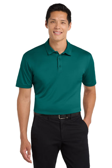 Port Authority K540/TLK540 Mens Silk Touch Performance Moisture Wicking Short Sleeve Polo Shirt Teal Green Model Front