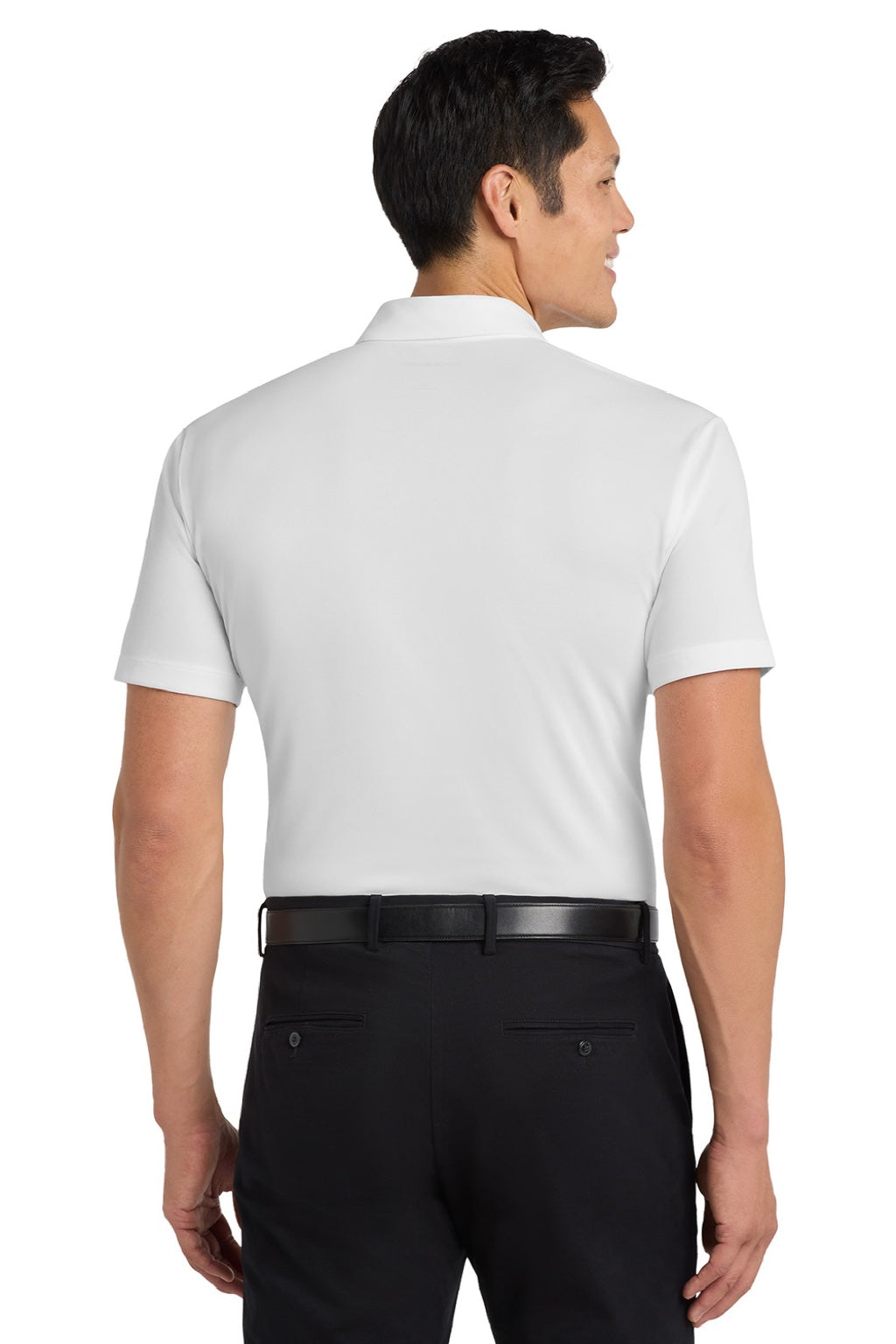 Port Authority K540/TLK540 Mens Silk Touch Performance Moisture Wicking Short Sleeve Polo Shirt White Model Back