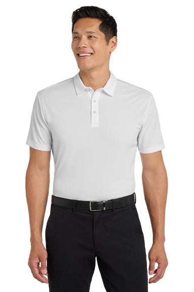 Port Authority K540/TLK540 Mens Silk Touch Performance Moisture Wicking Short Sleeve Polo Shirt White Model Front