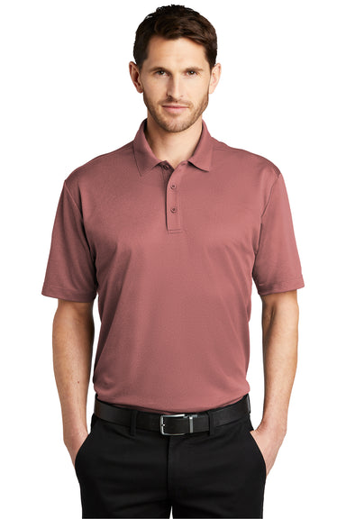 Port Authority K542 Mens Silk Touch Performance Moisture Wicking Short Sleeve Polo Shirt Heather Garnet Red Model Front
