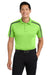 Port Authority K547 Mens Silk Touch Performance Moisture Wicking Short Sleeve Polo Shirt Lime Green/Steel Grey Model Front