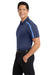 Port Authority K547 Mens Silk Touch Performance Moisture Wicking Short Sleeve Polo Shirt Navy Blue/Carolina Blue Model Side