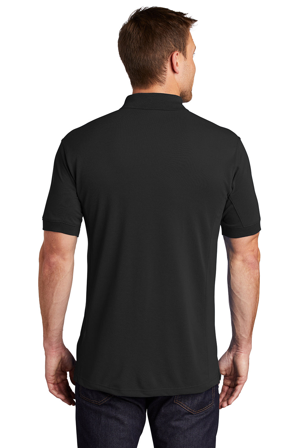 Port Authority K567 Mens 5-1 Performance Moisture Wicking Short Sleeve Polo Shirt Black Model Back