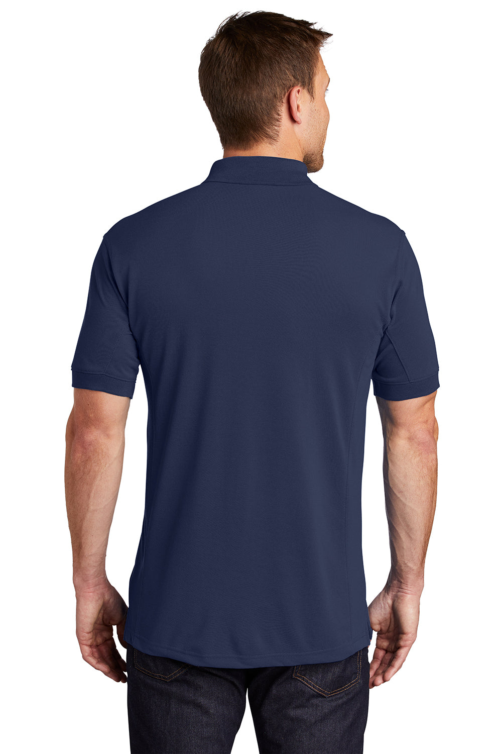 Port Authority K567 Mens 5-1 Performance Moisture Wicking Short Sleeve Polo Shirt True Navy Blue Model Back