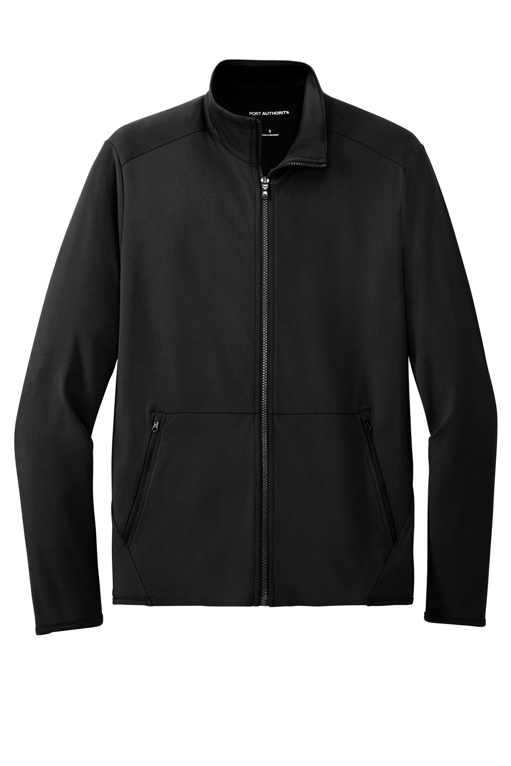 Port Authority K595 Mens Accord Stretch Fleece Moisture Wicking Full Zip Jacket Black Flat Front