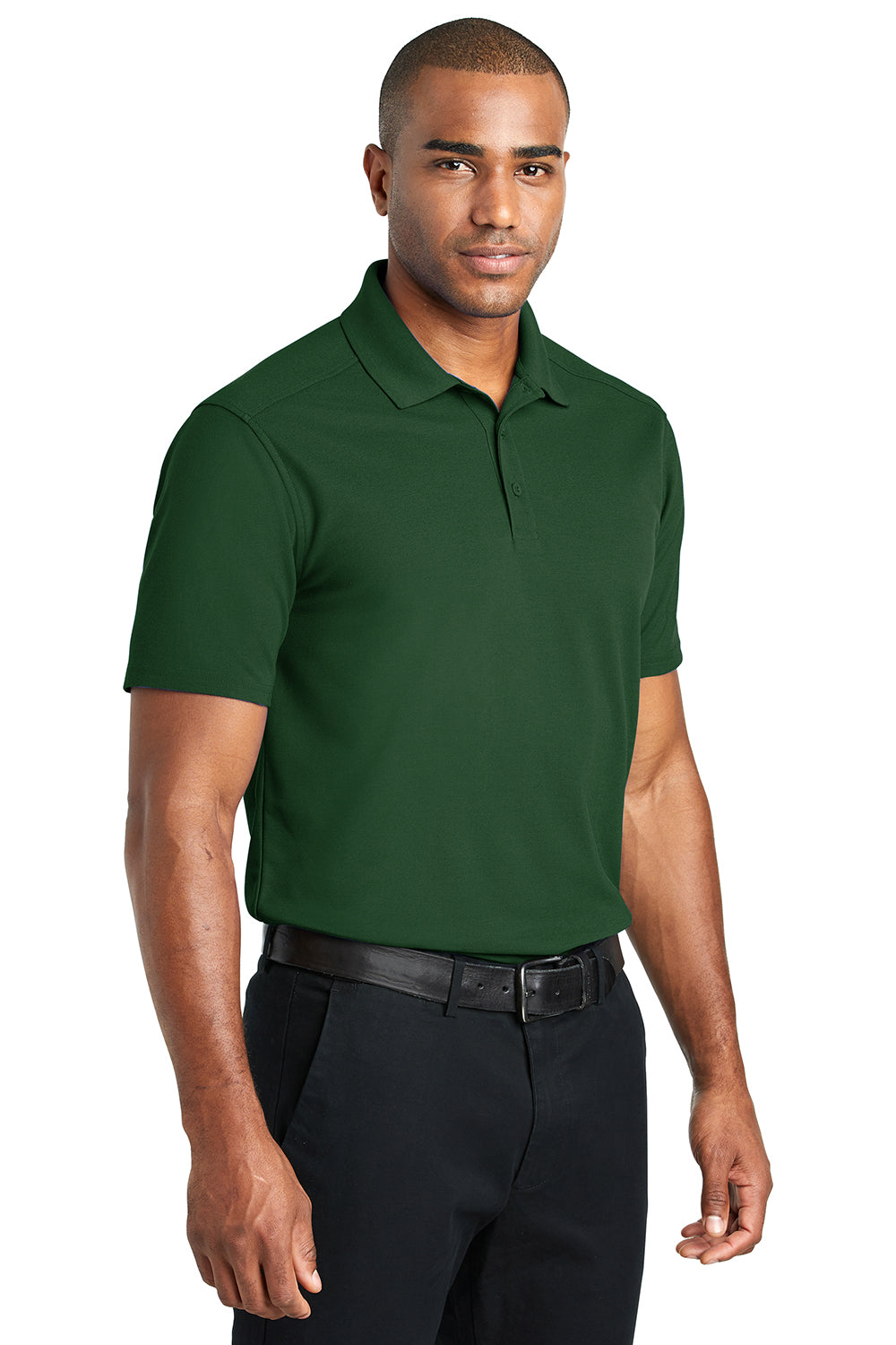 Port Authority K600 Mens EZPerformance Moisture Wicking Short Sleeve Polo Shirt Deep Forest Green Model 3q