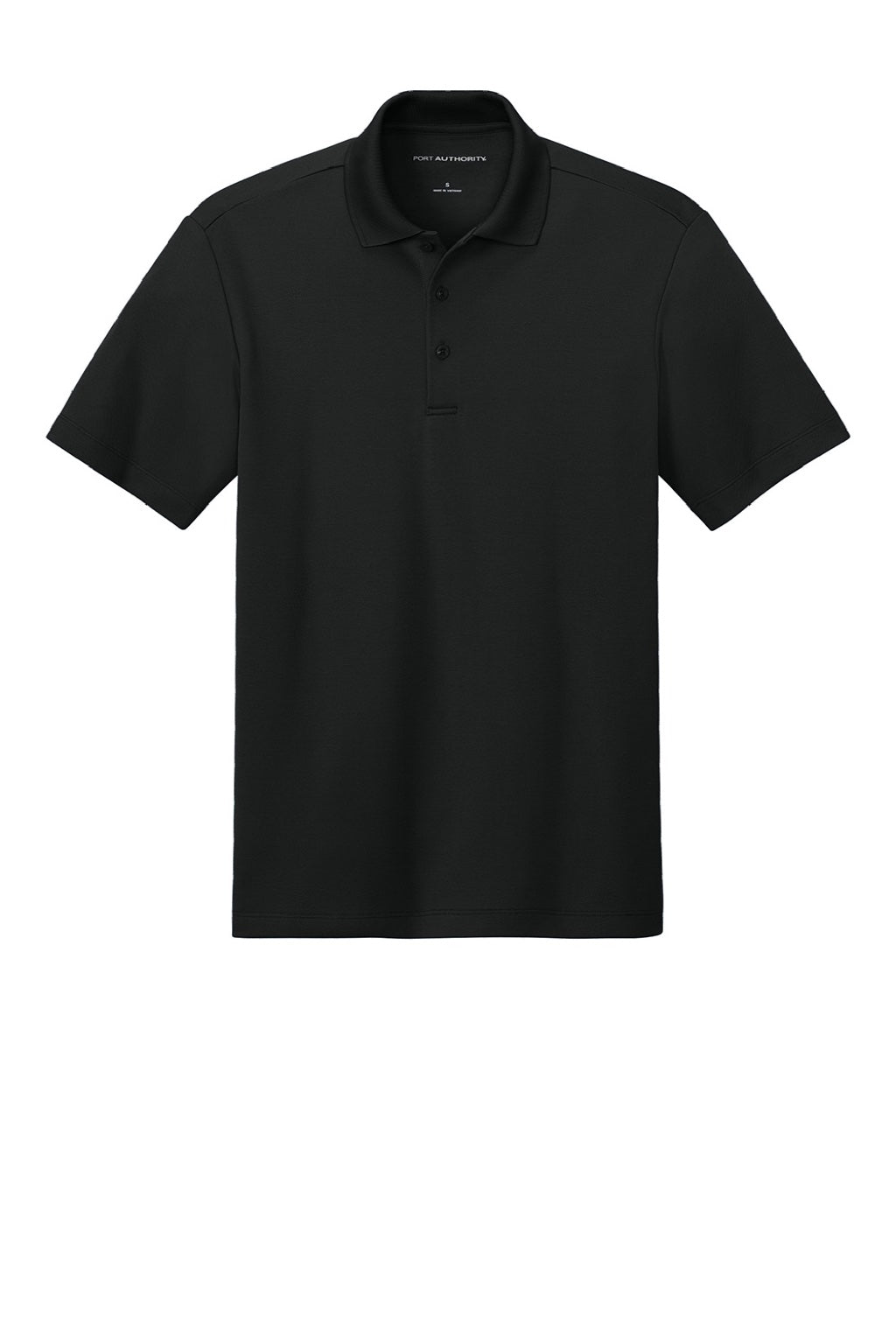 Port Authority K620 Mens Plaited Pique Short Sleeve Polo Shirt Deep Black Flat Front