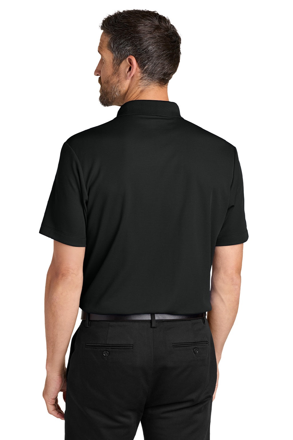 Port Authority K620 Mens Plaited Pique Short Sleeve Polo Shirt Deep Black Model Back