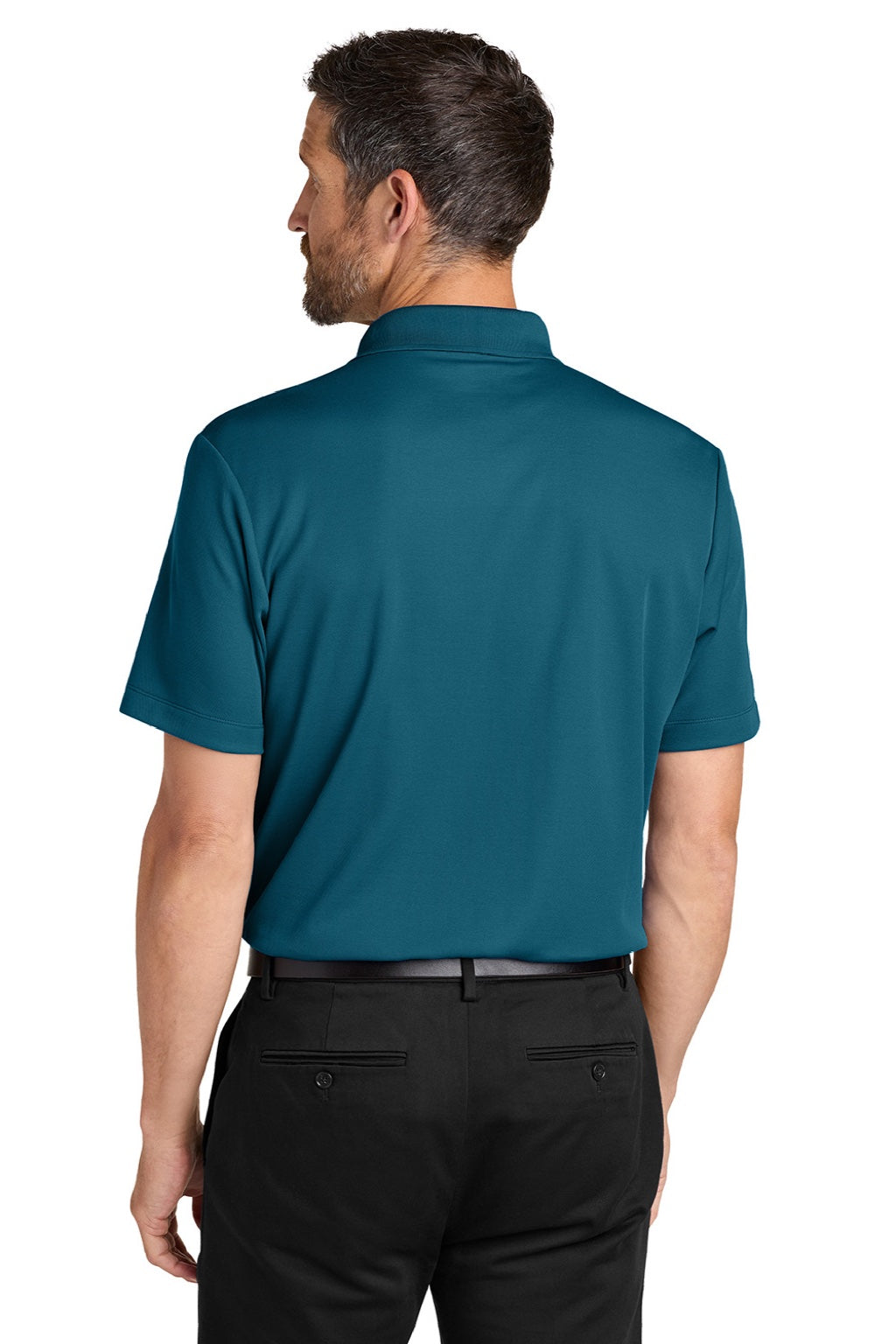Port Authority K620 Mens Plaited Pique Short Sleeve Polo Shirt Moroccan Blue Model Back