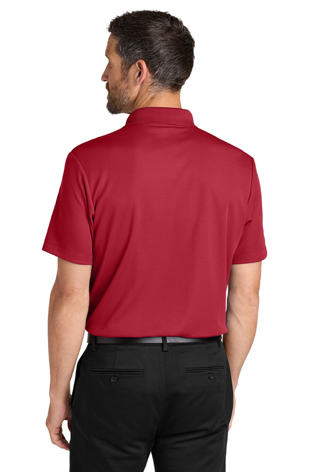 Port Authority K620 Mens Plaited Pique Short Sleeve Polo Shirt Rich Red Model Back