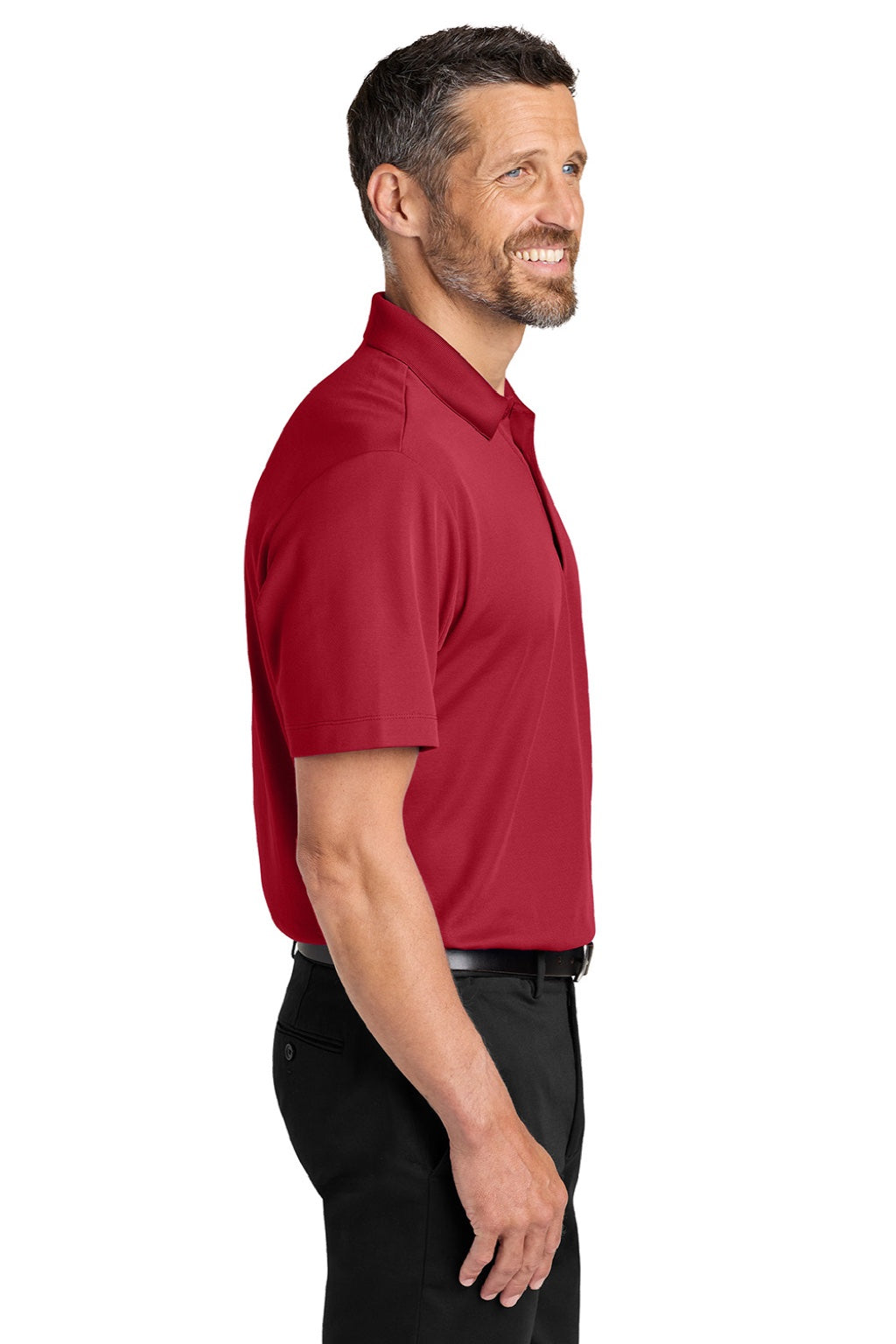 Port Authority K620 Mens Plaited Pique Short Sleeve Polo Shirt Rich Red Model Side