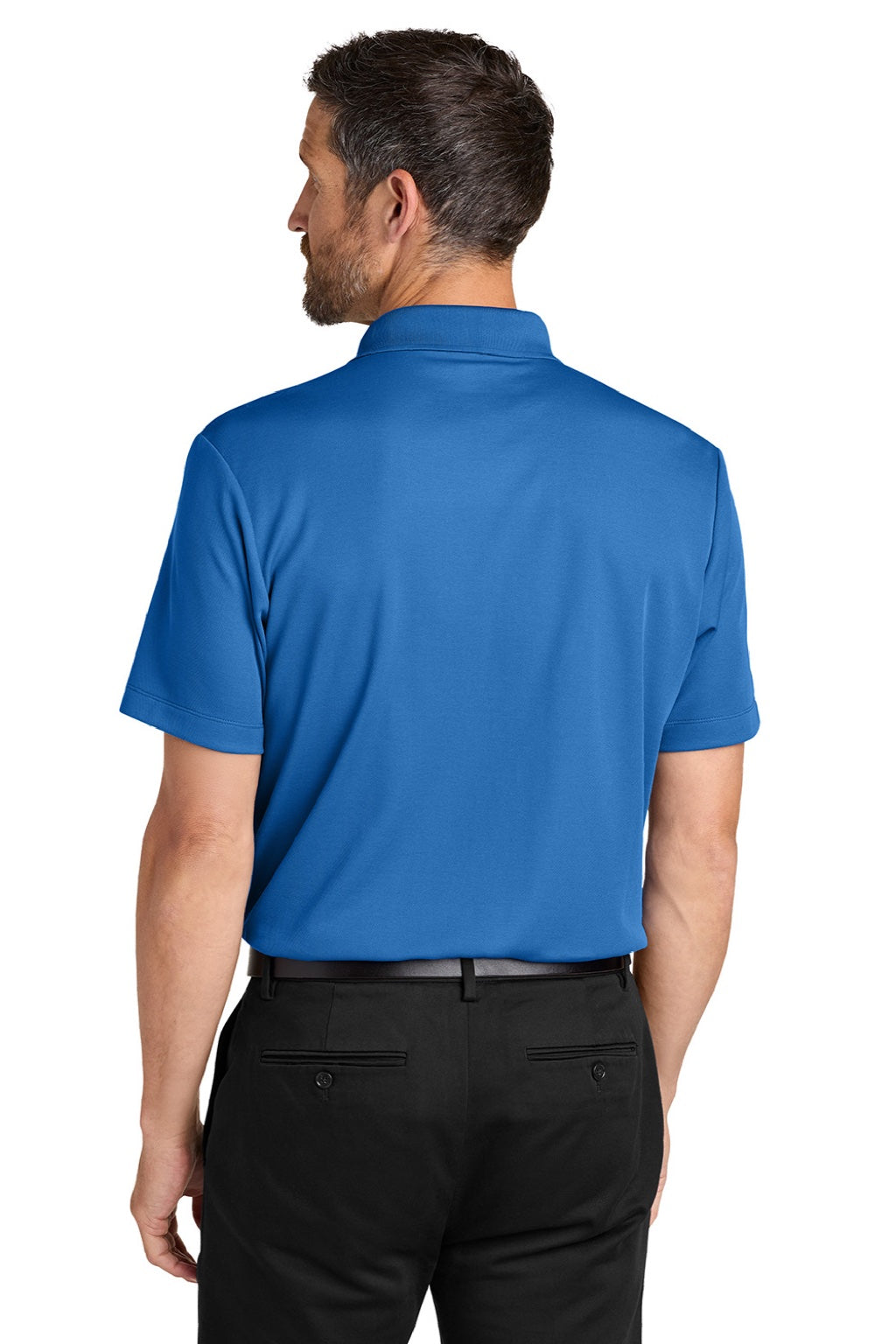 Port Authority K620 Mens Plaited Pique Short Sleeve Polo Shirt Strong Blue Model Back
