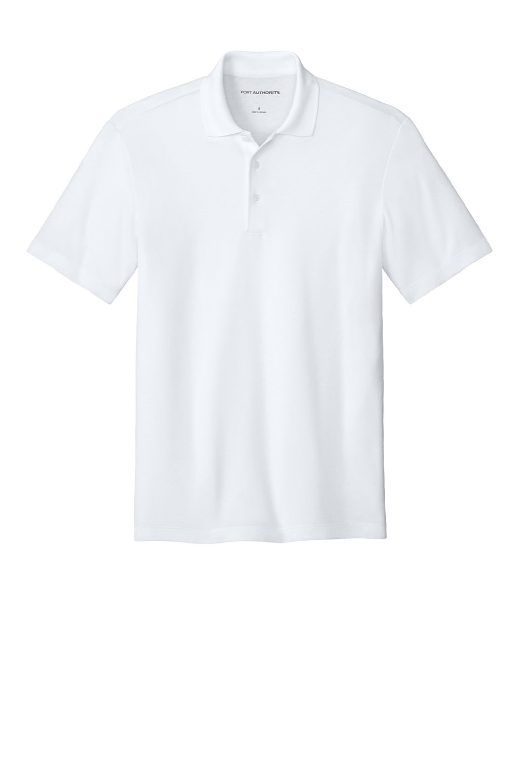 Port Authority K620 Mens Plaited Pique Short Sleeve Polo Shirt White Flat Front