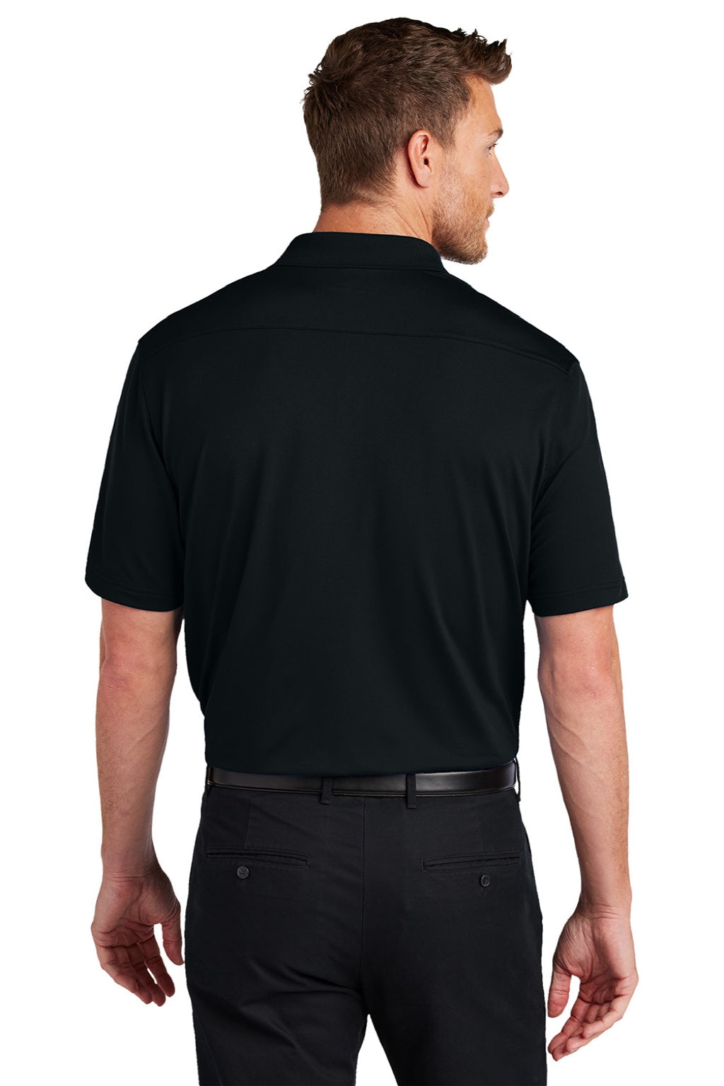 Port Authority K683 Mens City Easy Care Moisture Wicking Short Sleeve Polo Shirt Black Model Back