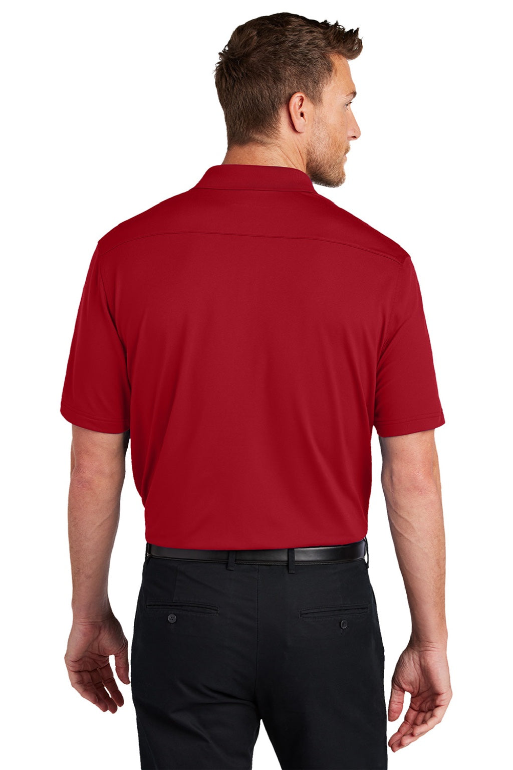 Port Authority K683 Mens City Easy Care Moisture Wicking Short Sleeve Polo Shirt Engine Red Model Back