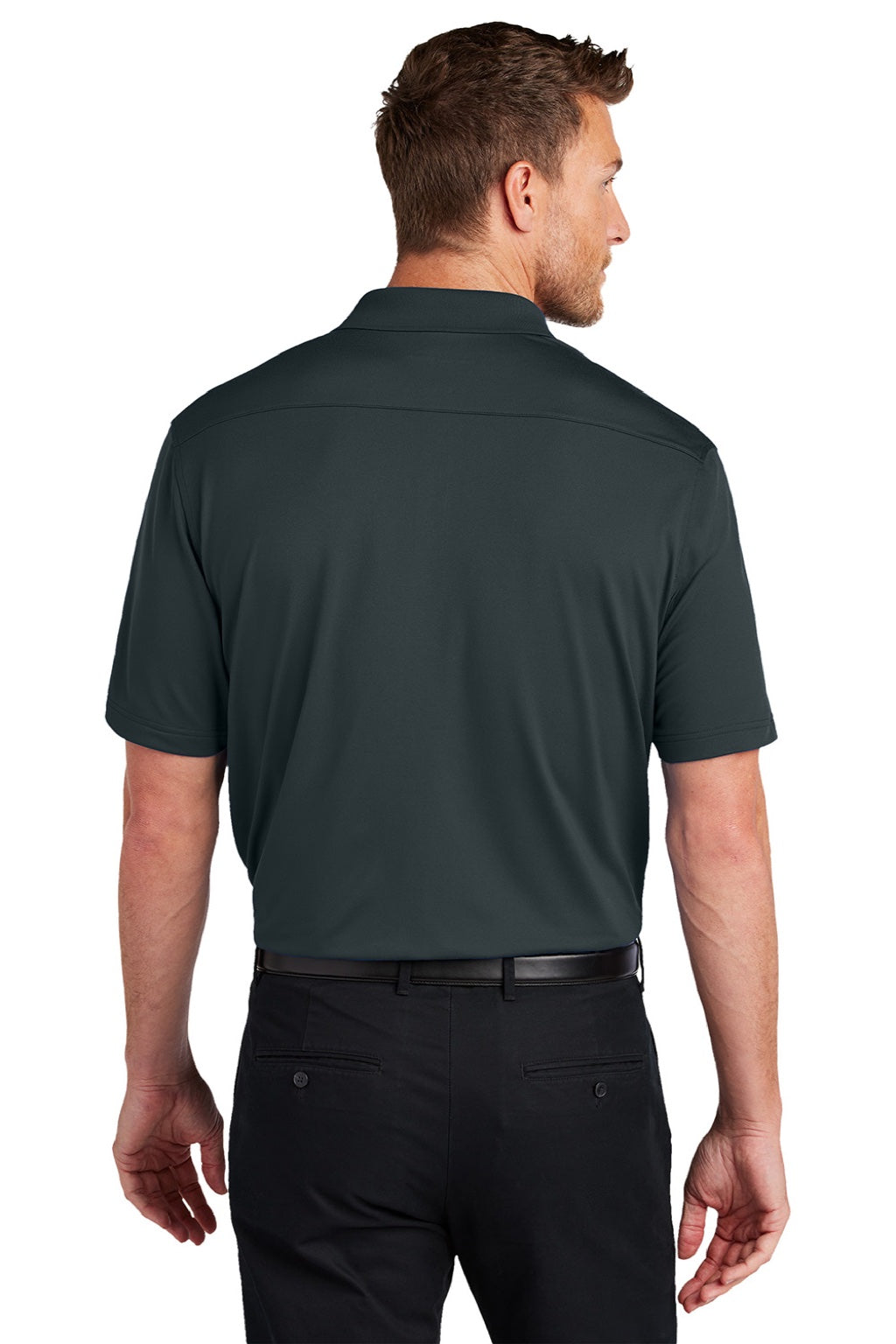 Port Authority K683 Mens City Easy Care Moisture Wicking Short Sleeve Polo Shirt Graphite Grey Model Back