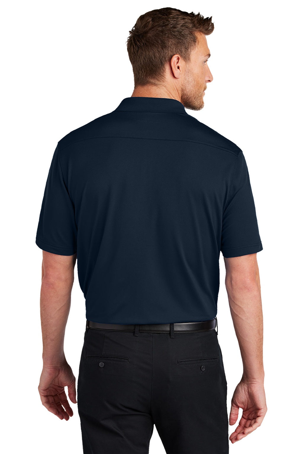 Port Authority K683 Mens City Easy Care Moisture Wicking Short Sleeve Polo Shirt River Navy Blue Model Back